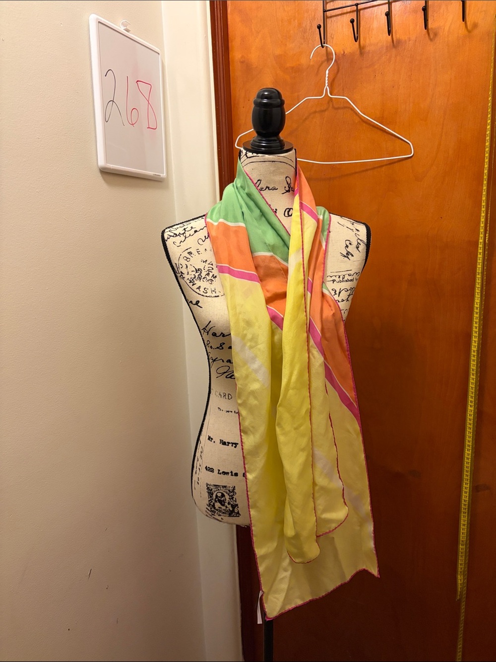 Talbots Pastel Colorblock Lightweight Scarf - Yellow, Green, Orange, Pink